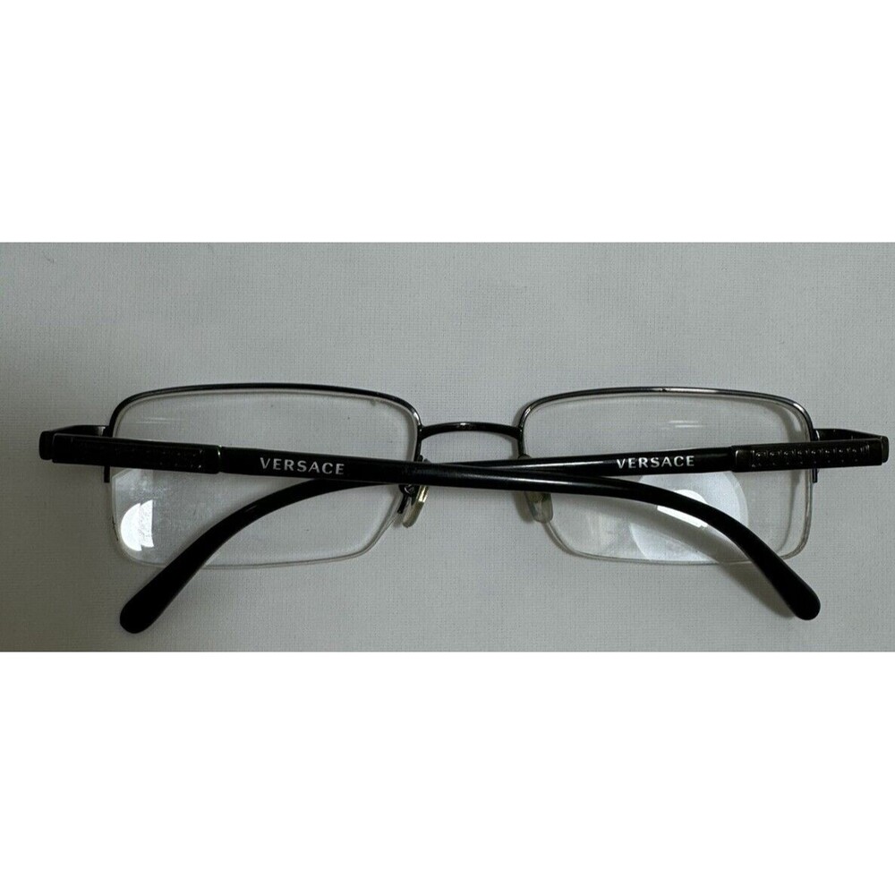 Versace Silver Black Rectangular Half Rim Eyeglas… - image 2